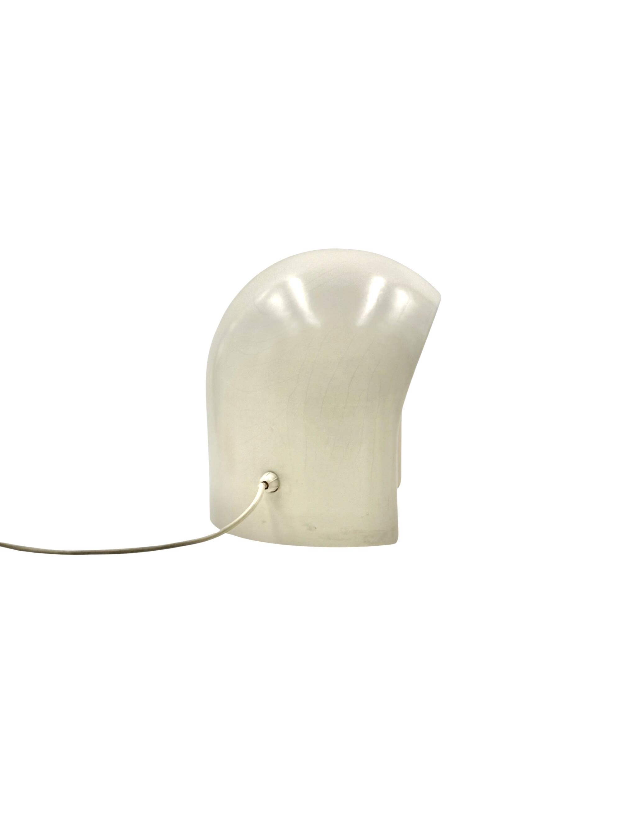 Organic white ceramic table lamp, Italy 1970