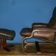 Scandinavian cantilever leather lounge chair and ottoman, 1960s
