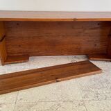 Vintage solid oak geometric wall shelf