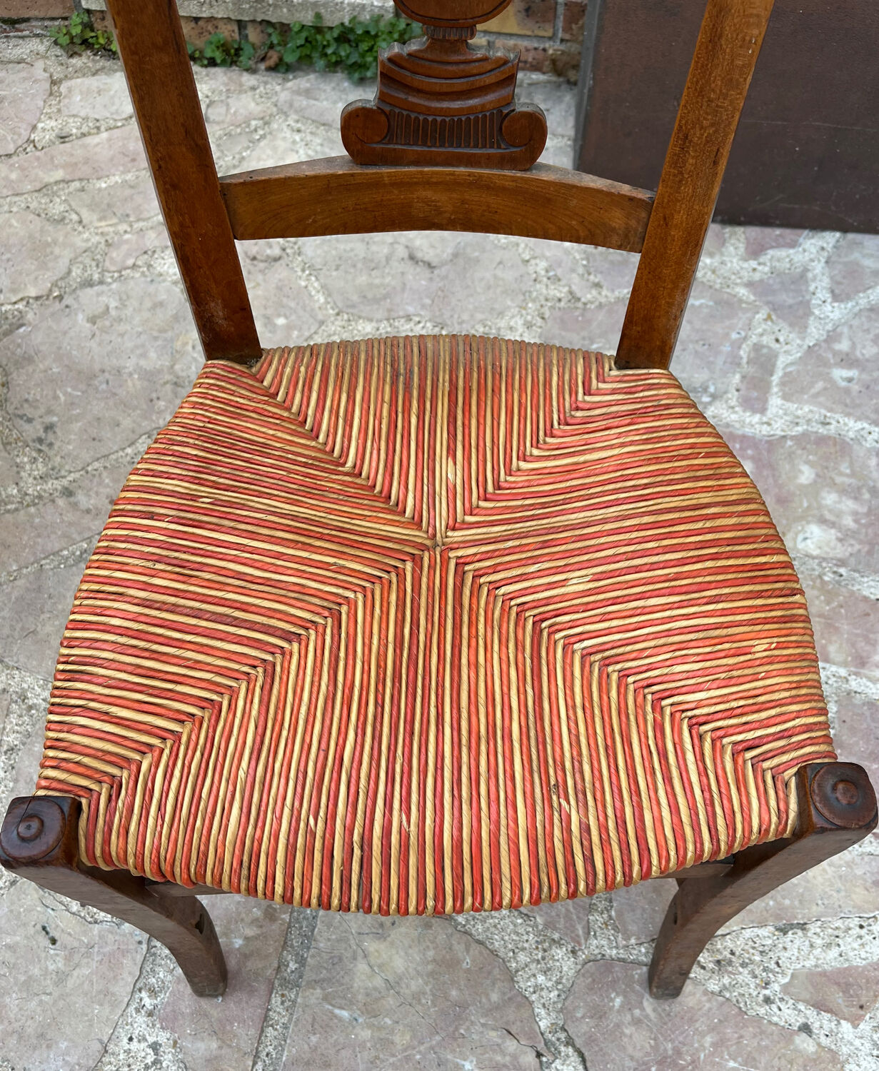Pair of straw seated chairs