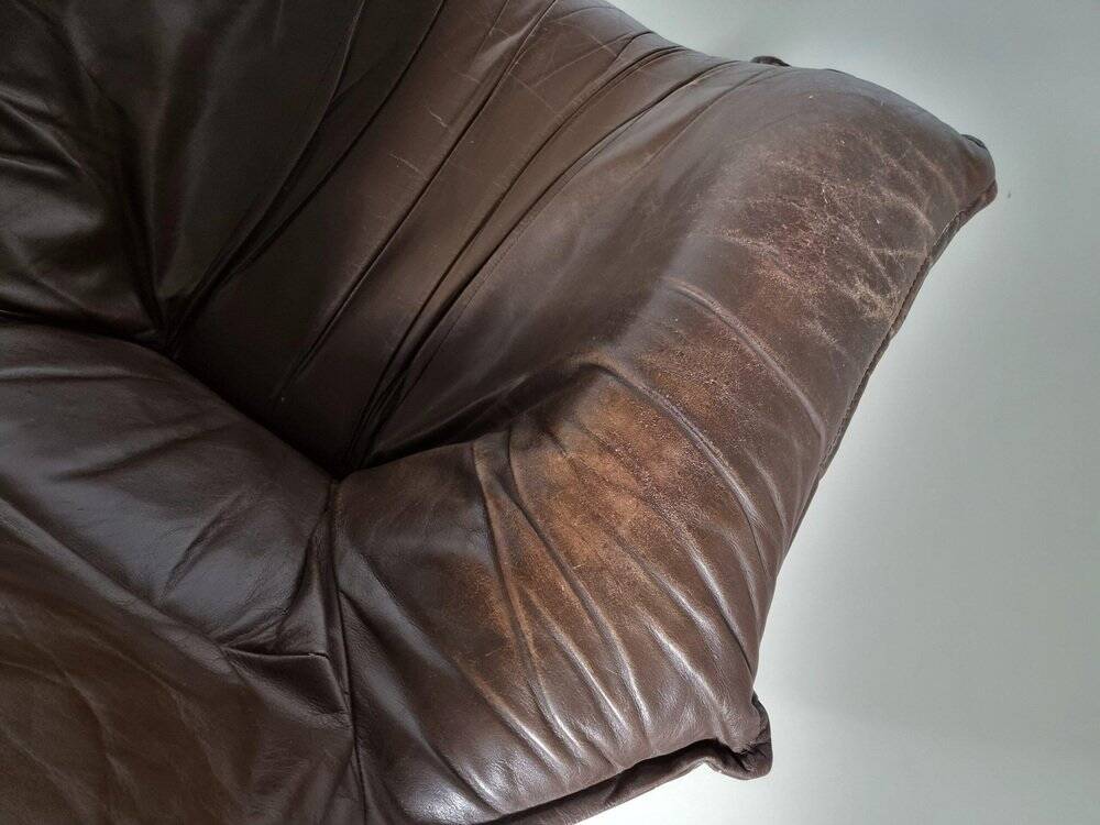 2 Leather and Oak Swivel Armchairs by Carl Straub, 1960s