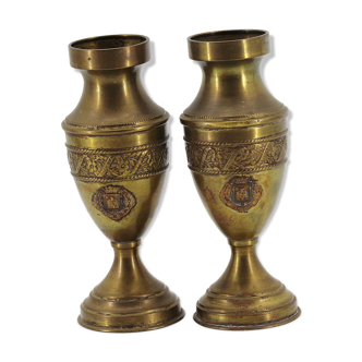 Paire de vases ancien laiton