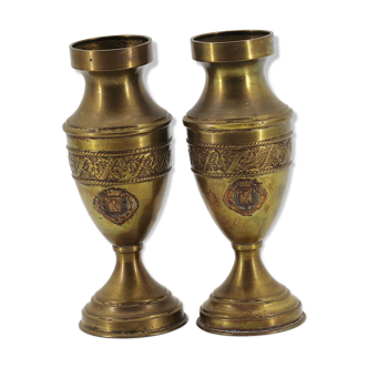 Pair of ancient brass vases