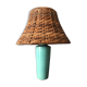 Enamelled ceramic lamp and rattan