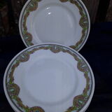 Set of 6 plates dessert flowers art deco style, Limoges porcelain