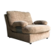 Fauteuil space age en velours beigen accoudoirs inox 1970