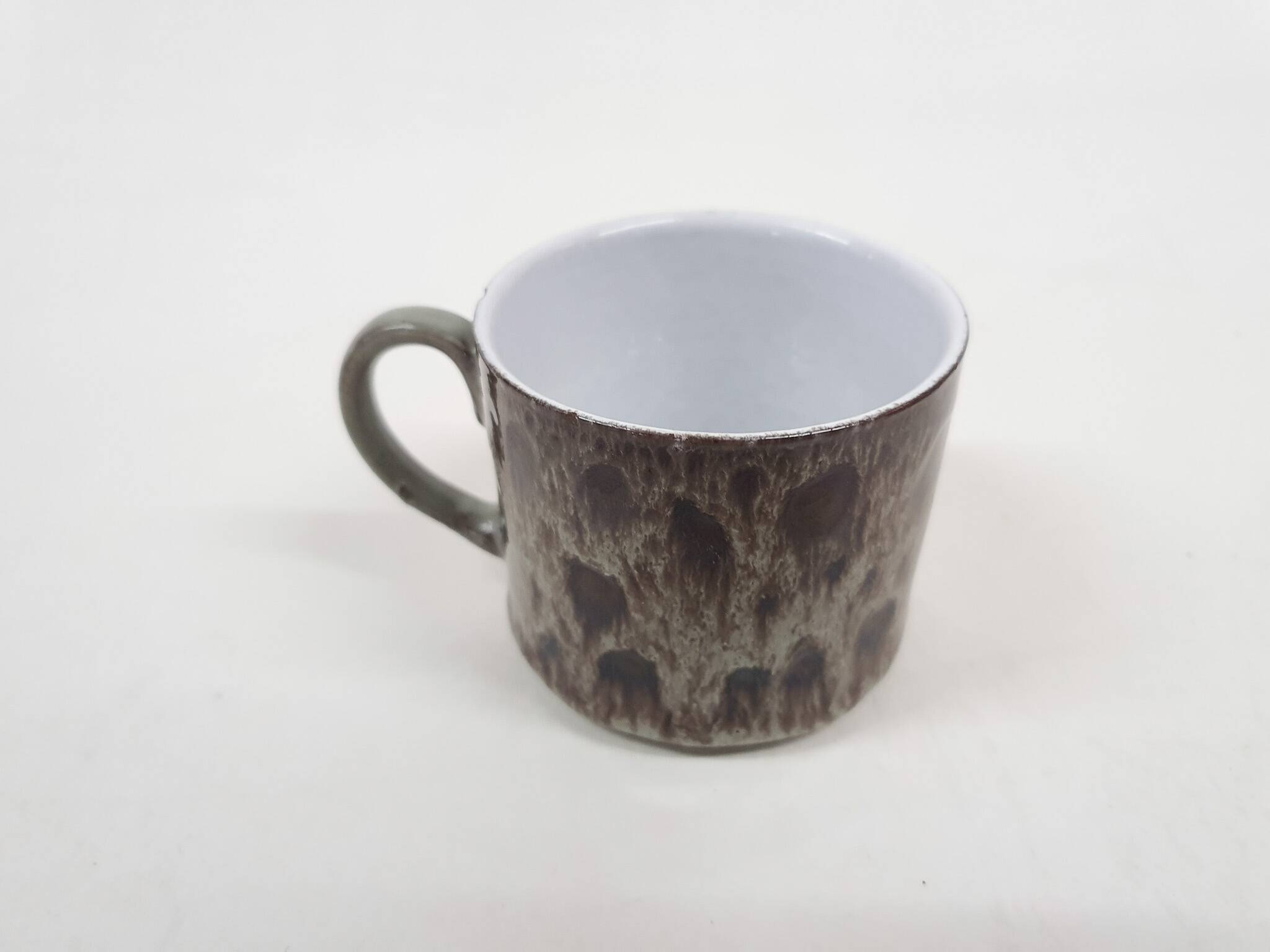 Ceremic lava cup in brown and turquoise, 1970's