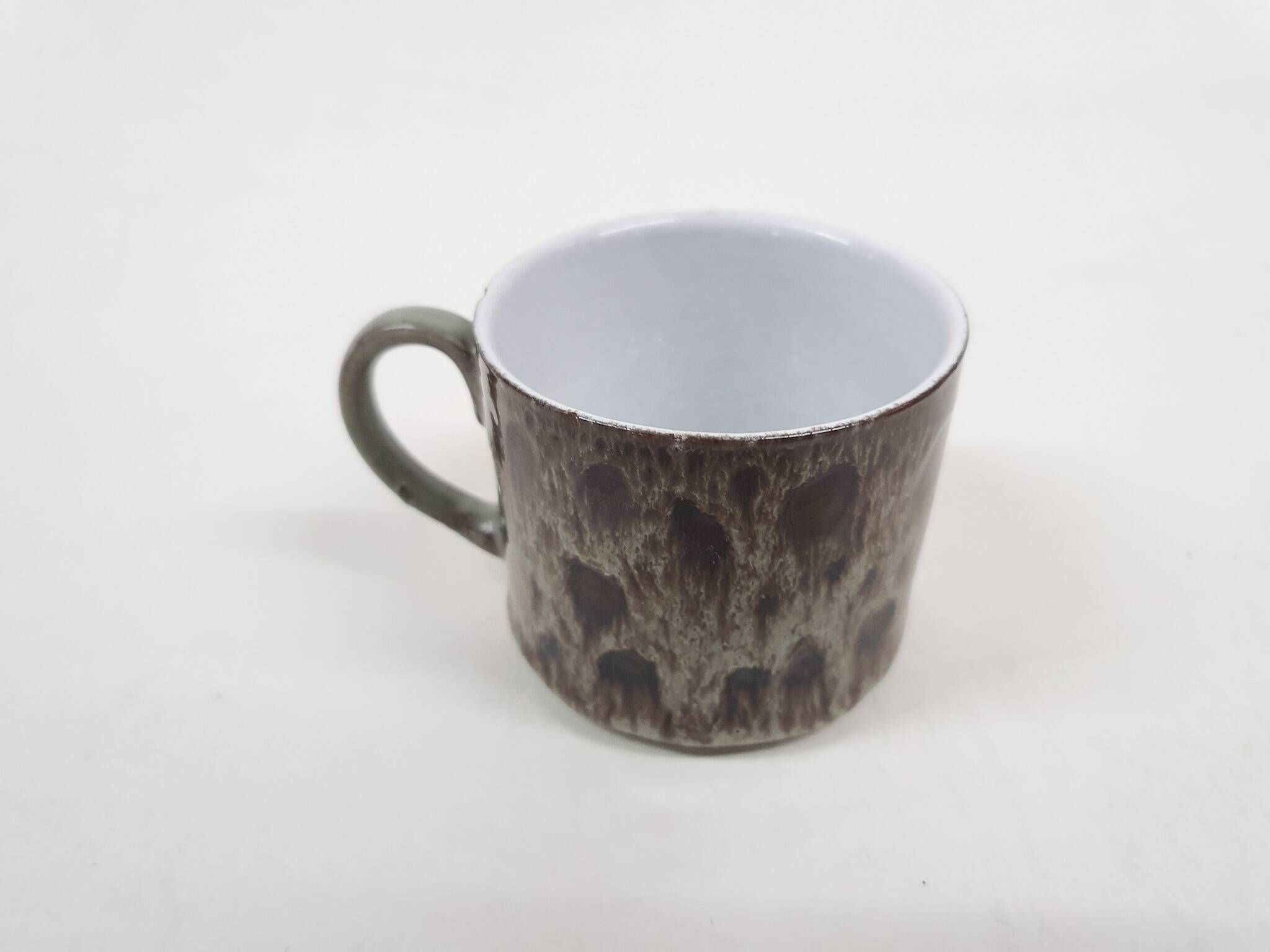Ceremic lava cup in brown and turquoise, 1970's