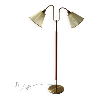 Lampadaire scandinave en teck et laiton, années 1950