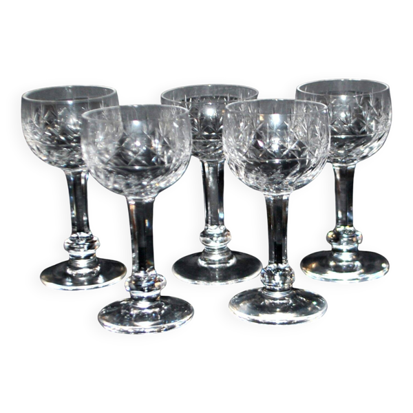 Lot de 5 verres à liqueur en cristal modèle 1930 metra taille 4593, saint-louis