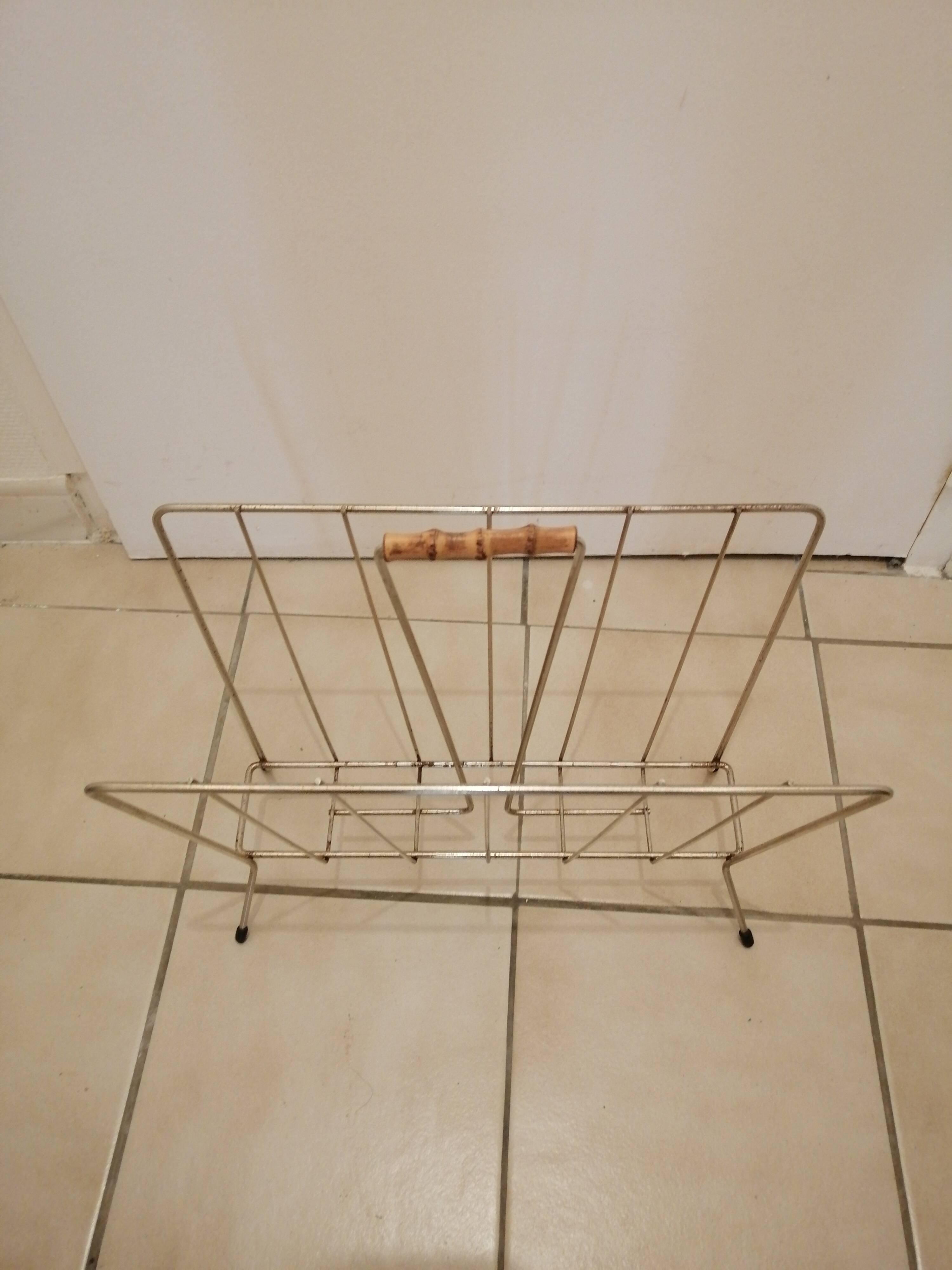 Vintage magazine holder in gold metal