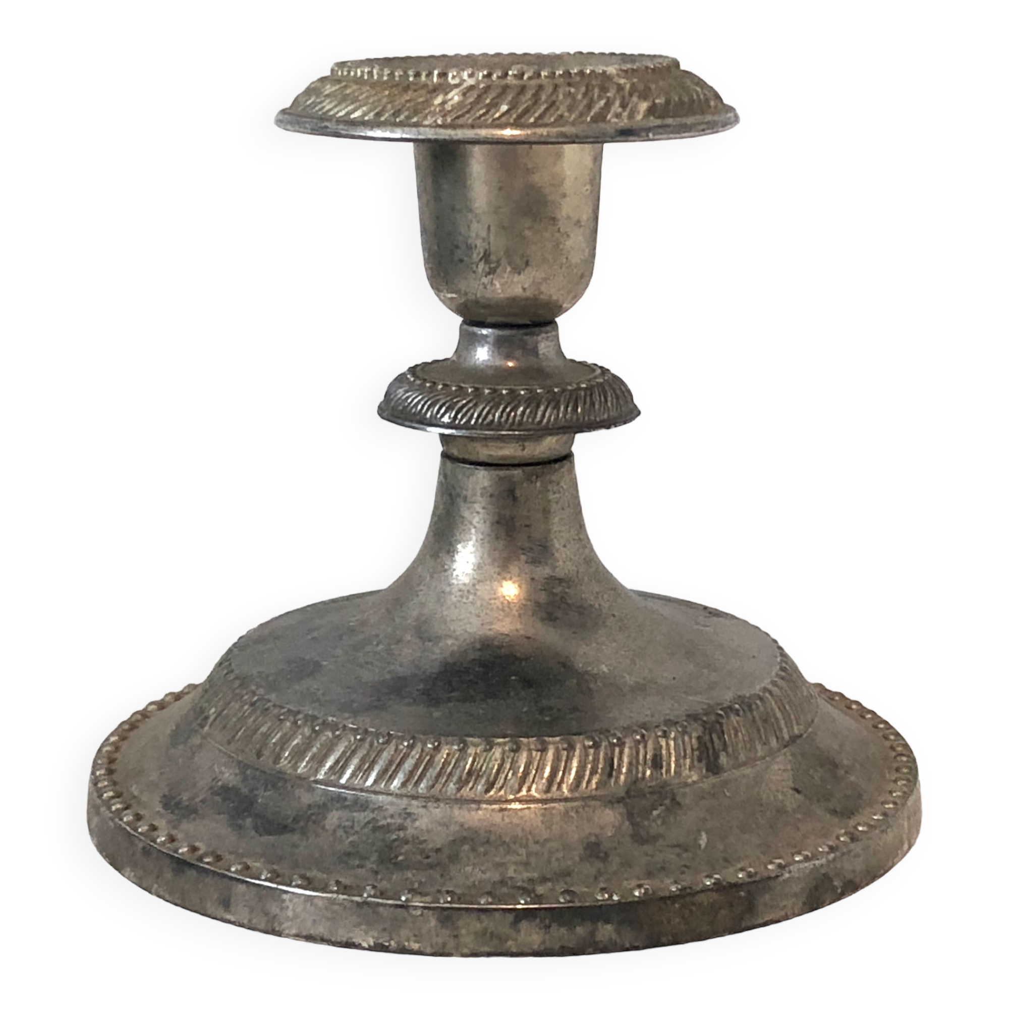 Antique silver candle holder