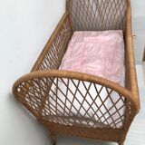 60s wicker rattan cradle bed