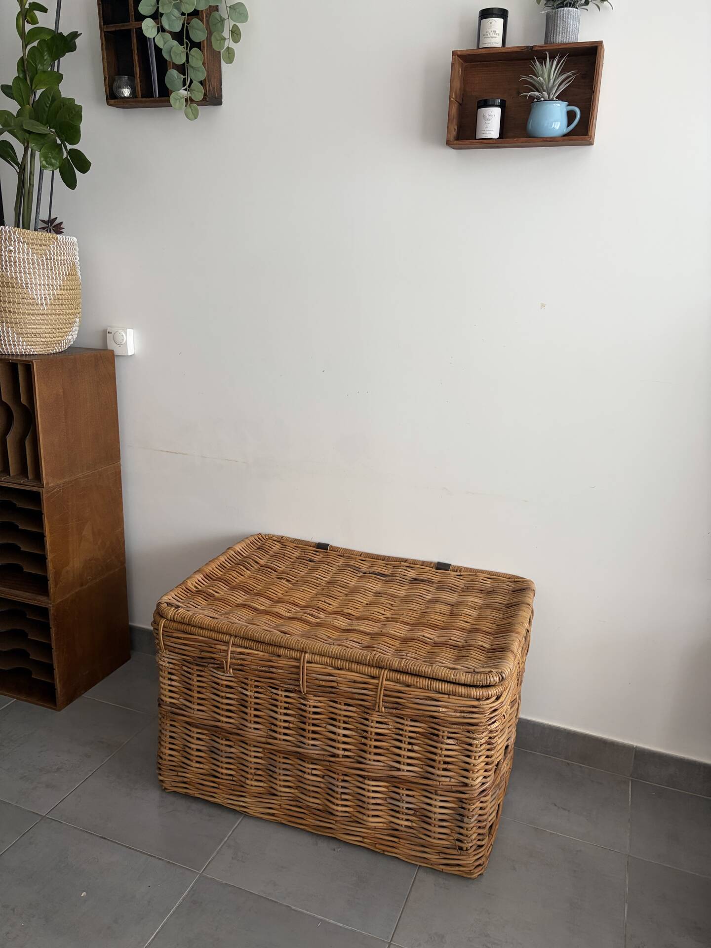 Large vintage wicker trunk