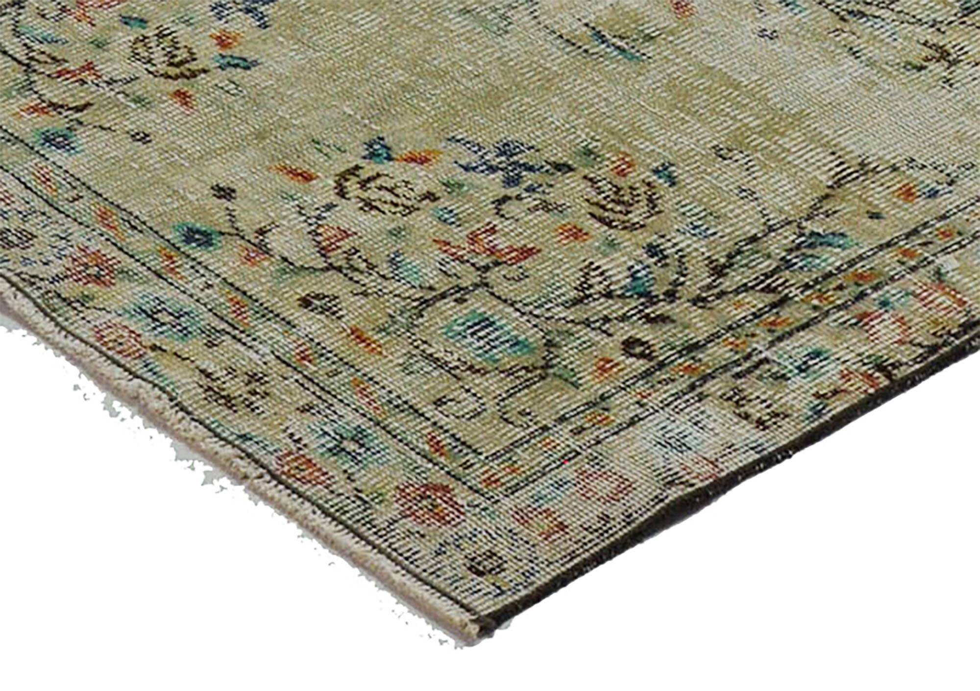 ONE-OF-A-KIND TURKISH HANDWOVEN VINTAGE RUG - RUSTIC VINTAGE CHARM 206X 109