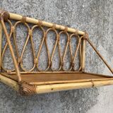 Vintage rattan wall shelf 1960