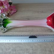 Vintage coloured blown glass vase in the shape of a calla lily.