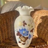 Antique enamelled opaline vase