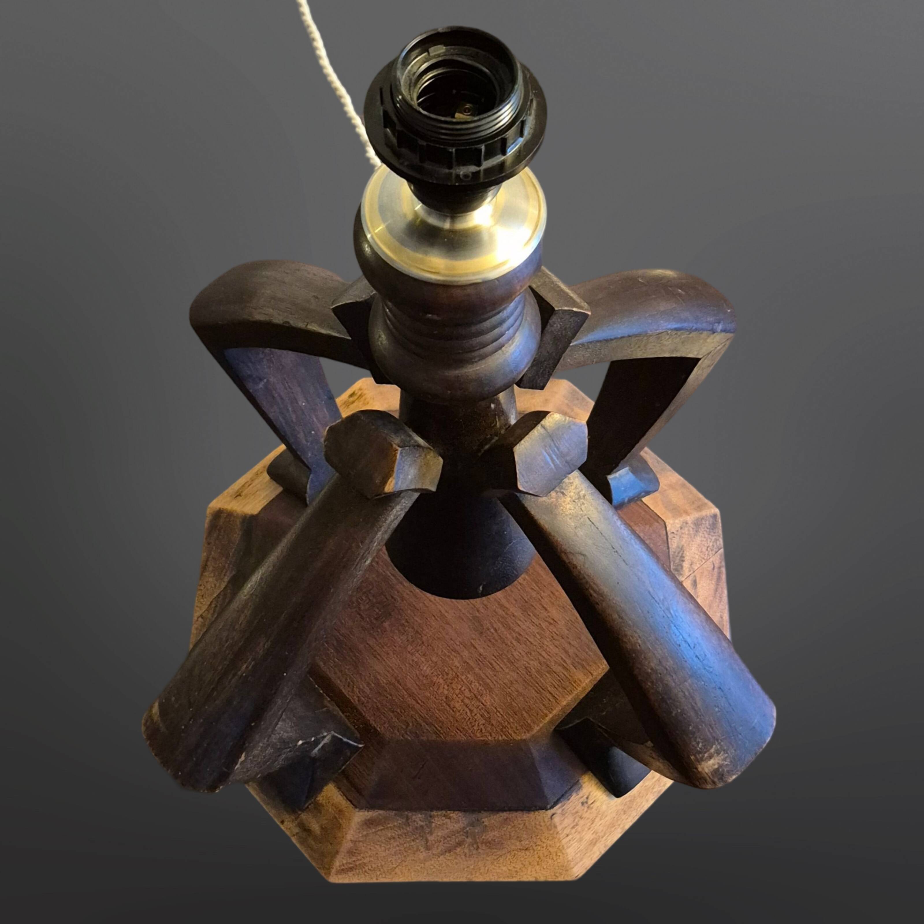 Hand crafted Wabi Wabi table lamp with raffia shade, Netherlands 1930s