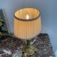 Antique, lamp, bronze, candle holder, gold, cloisonné enamel, ecru white lampshade, flower decor, leaf