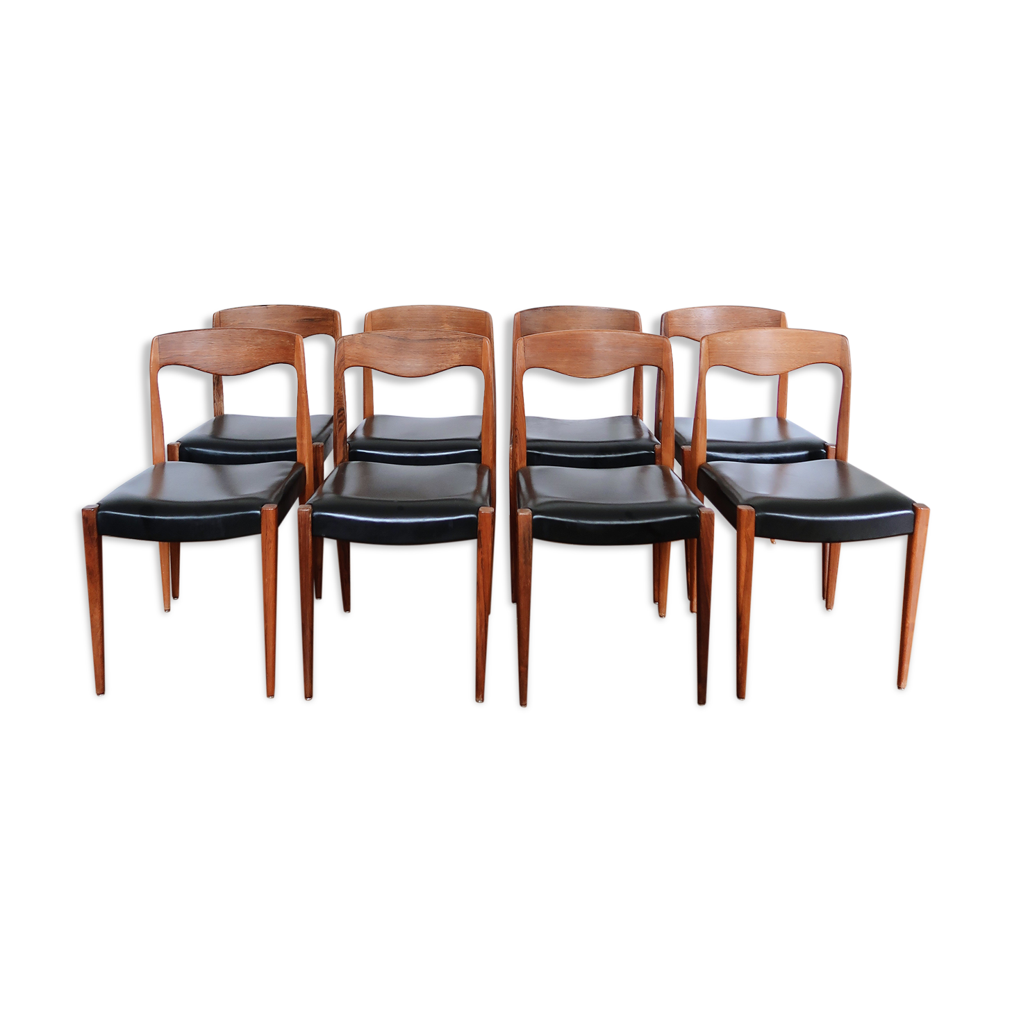 Lot de 8 chaises scandinaves palissandre skaï