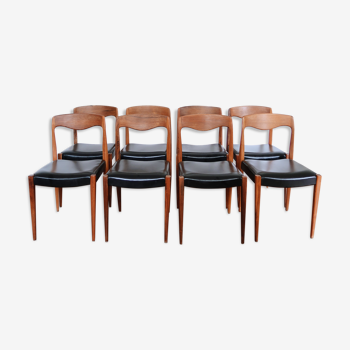 Set of 8 Scandinavian chairs rosewood skai