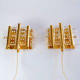 Paire d'appliques murales Carl Fagerlund du milieu du siècle pour Orrefors, Suède, vers 1960