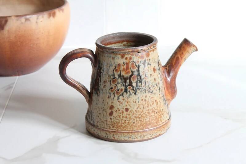 Vintage stoneware pottery, glazed ceramic jug by Jean Pierre Prudhomme.