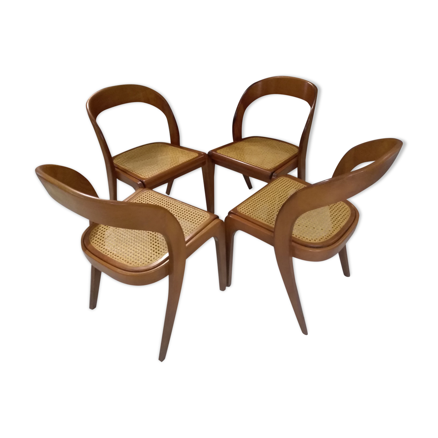 Suite of 4 chairs Baumann model Vintage Gondola 1970s