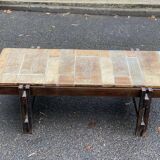 Vintage rectangular coffee table by Roger Capron, ceramic and herbarium design, 120cm