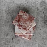 Madeji – Pink Square Natural Marble Coasters- set of 4