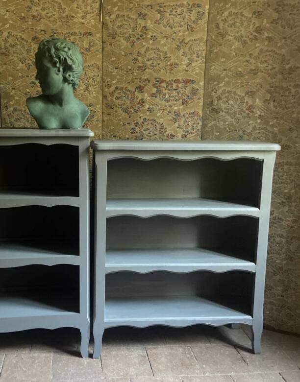 Bibus beech bookcase renovated in gray