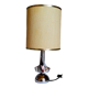 Lampe moderniste métal chromé années 70, abat-jour en toile beige