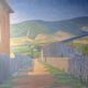 Old painting, landscape Monts du Lyonnais, signed, mid-twentieth century