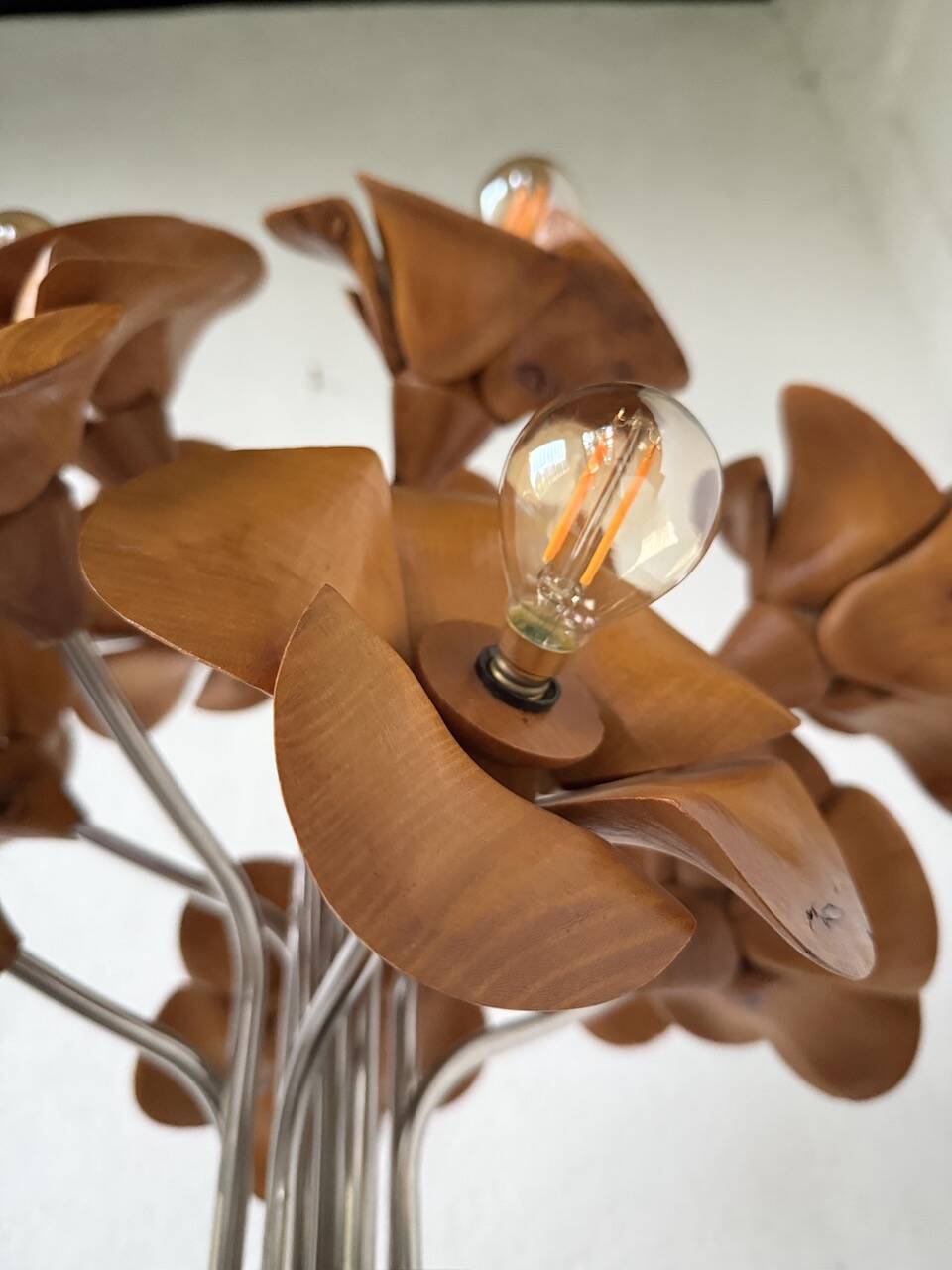 Ornamental floor lamp with "flower" patterns from the 1970s.