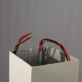 Impressive Space Age chandelier with 5 lights, chrome metal, Italy 1970s.