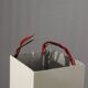 Impressive Space Age chandelier with 5 lights, chrome metal, Italy 1970s.