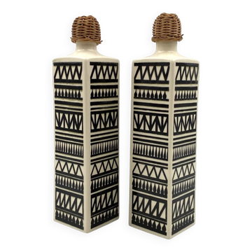 Mid-century set of 2 ceramic bottles, Staffel Limburg Germany, 1960s