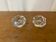 Pair of Antique Hexagonal Crystal Salt Cellars Vintage Pepper Shakers