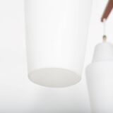 Scandinavian teak and opaline chandelier, Philips, 1960s