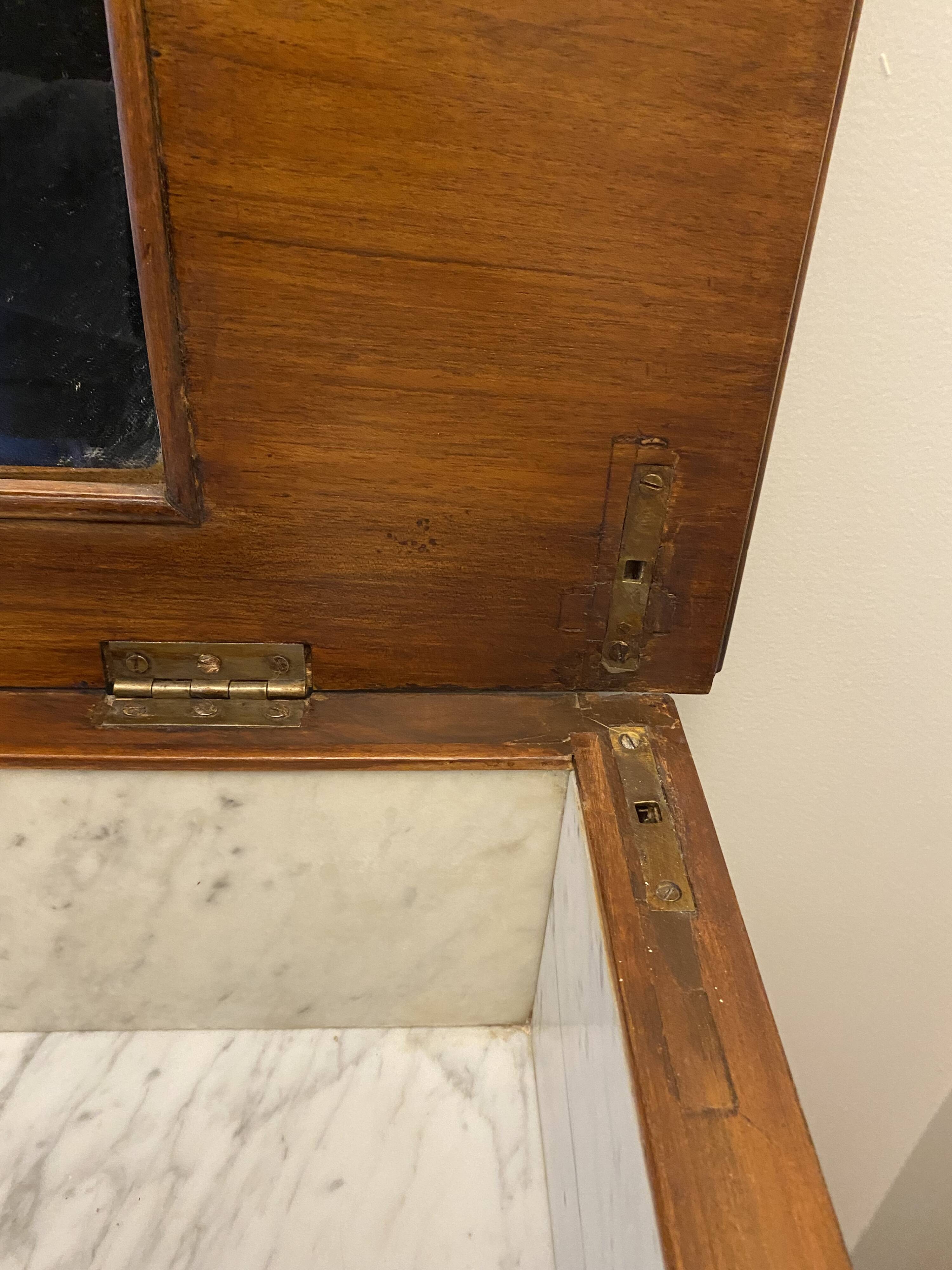 Antique Napoleon III toilet in walnut burl and marble