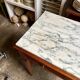 Desk, dark wood and marble side table