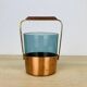 Scandinavian ice bucket in smoked glass and copper, vintage.