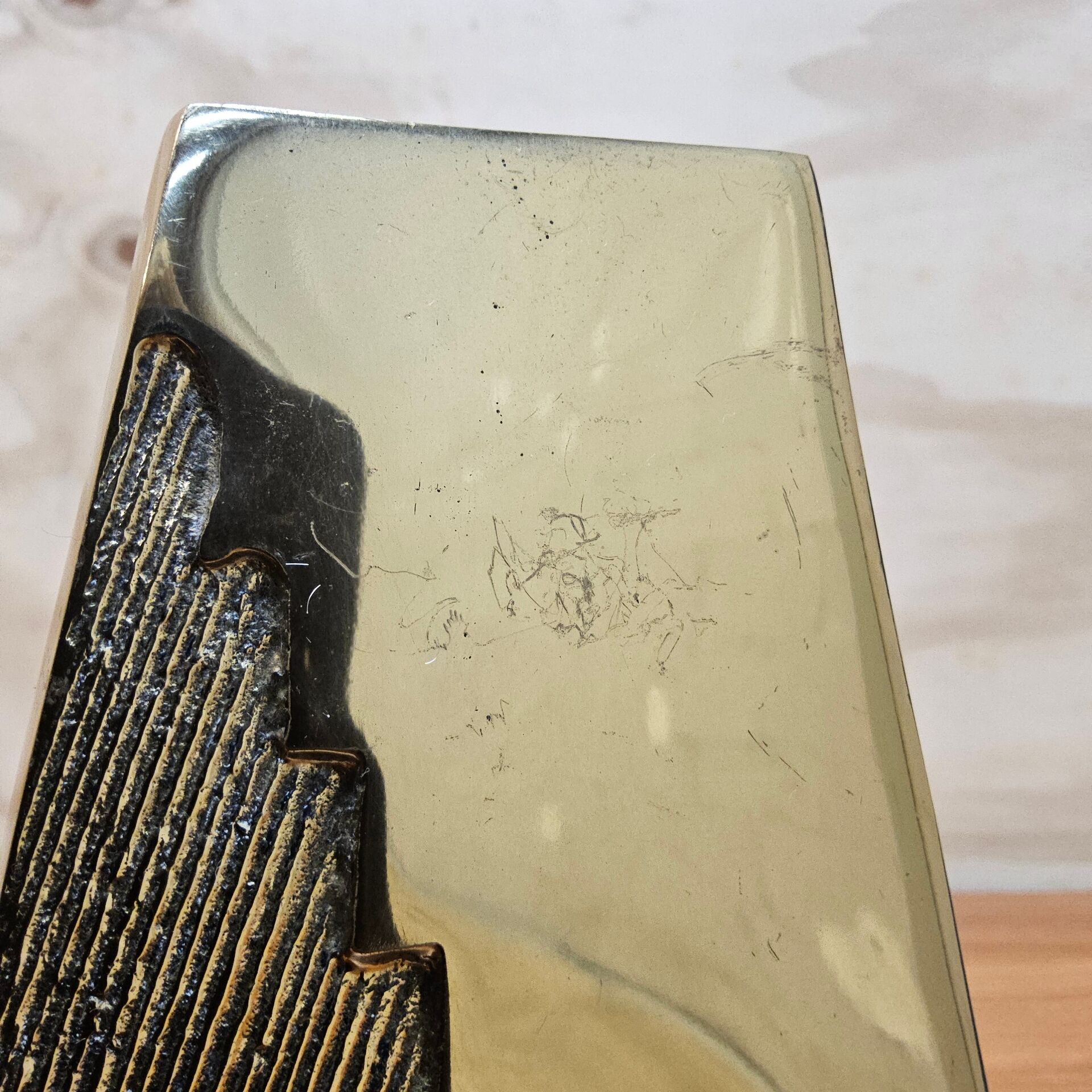 Unique vintage brutalist brass / bronze coloured vase