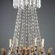 Lustre ancien en forme de ballon en métal doré et verre, XIXe siècle