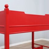Vintage red lacquered writing desk Italian rustic design 1960s