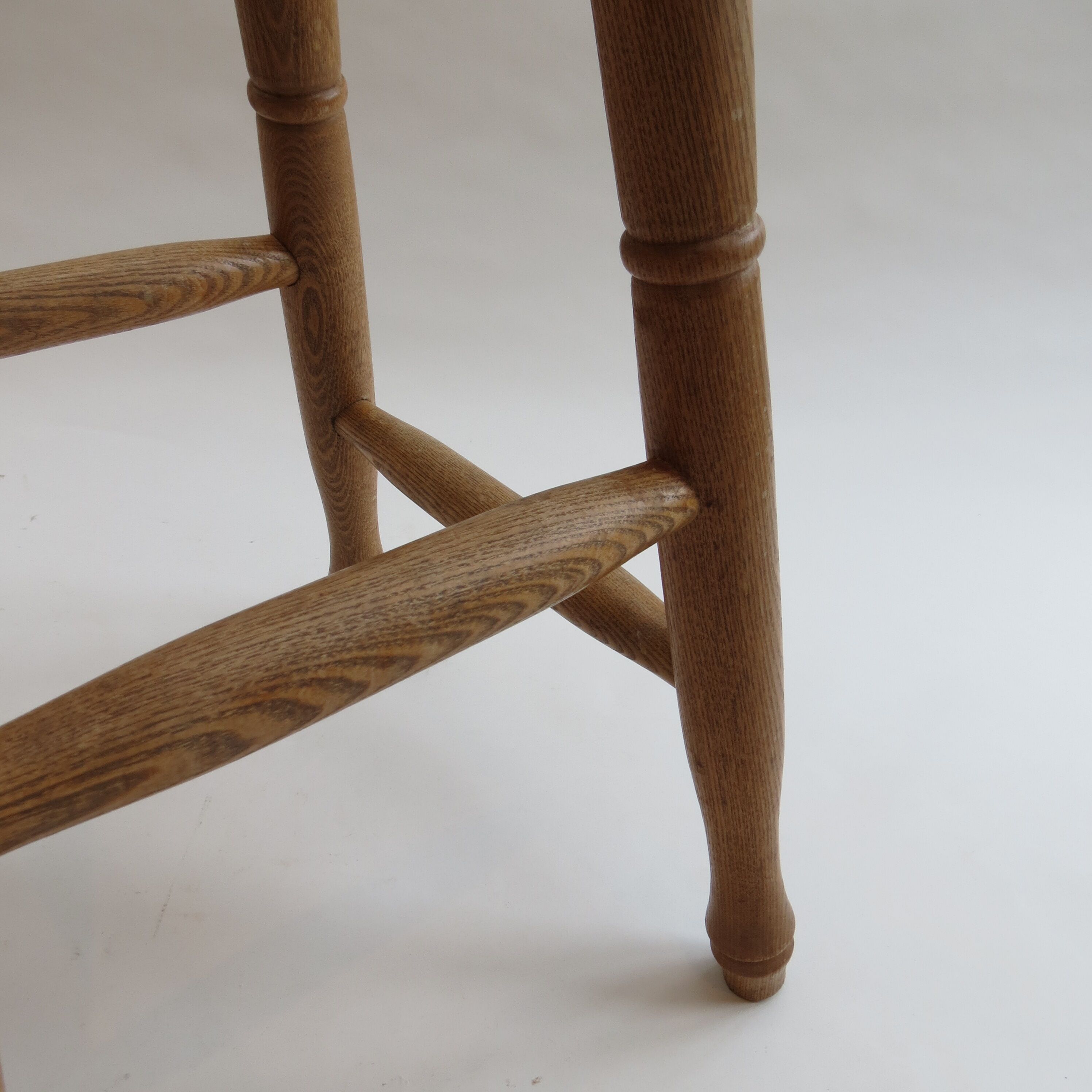 Pair of 1970s bespoke solid ash wooden stools