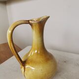 Handmade Ceramic Pitcher: 1970s LKC Pottery, Yellow Brown Glaze