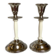 Pair of silver metal candlesticks