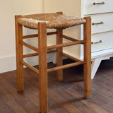 Wooden and straw stool